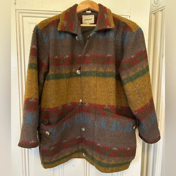 Vintage southwestern Multicolor Patterned Men's Jacket size M - Picture 8 of 15